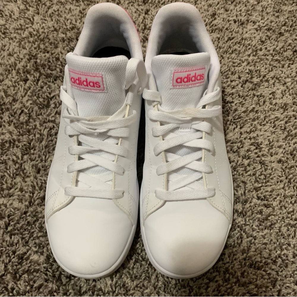 Adidas White and Pink Sneakers with Minimalist Design